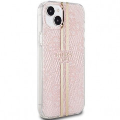 Kryt Guess 4G Gold Stripe na Apple iPhone 15 Plus Elegant  Ružový