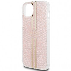 Kryt Guess 4G Gold Stripe na Apple iPhone 15 Plus Elegant  Ružový