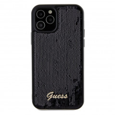 Kryt Guess Sequin Script Metal na Apple iPhone 12 Elegant  Čierny