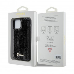 Kryt Guess Sequin Script Metal na Apple iPhone 12 Elegant  Čierny