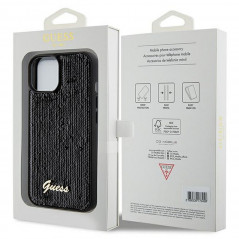 Kryt Guess Sequin Script Metal na Apple iPhone 14 Elegant  Čierny