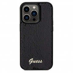 Kryt Guess Sequin Script Metal na Apple iPhone 14 Pro Elegant  Čierny