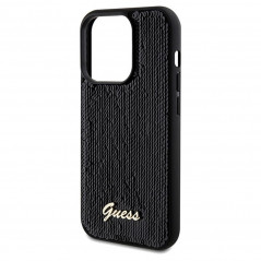 Kryt Guess Sequin Script Metal na Apple iPhone 14 Pro Elegant  Čierny