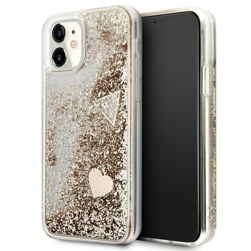Kryt Guess Liquide Glitter Charms na Apple iPhone 11 Elegant  Zlatý