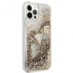 Kryt Guess Liquide Glitter Charms na Apple iPhone 12 Elegant  Zlatý