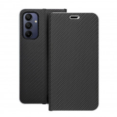 Peňaženkové puzdro LUNA Book Carbon na Samsung Galaxy A15 LTE Uhlíkové vlákno, Elegant Čierny
