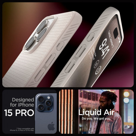 Kryt Spigen  Liquid Air na Apple iPhone 15 Pro Prirodzená titánová