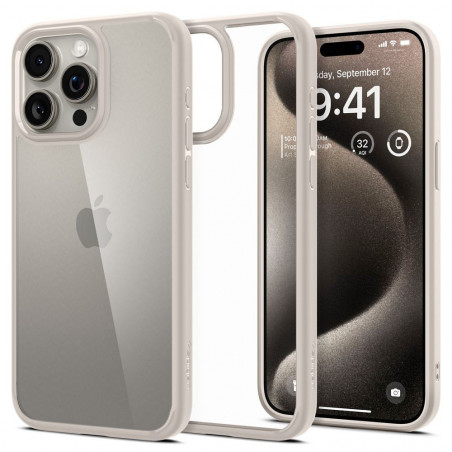 Kryt Spigen Ultra Hybrid na Apple iPhone 15 Pro Krištáľovo čistý  Prirodzená titánová
