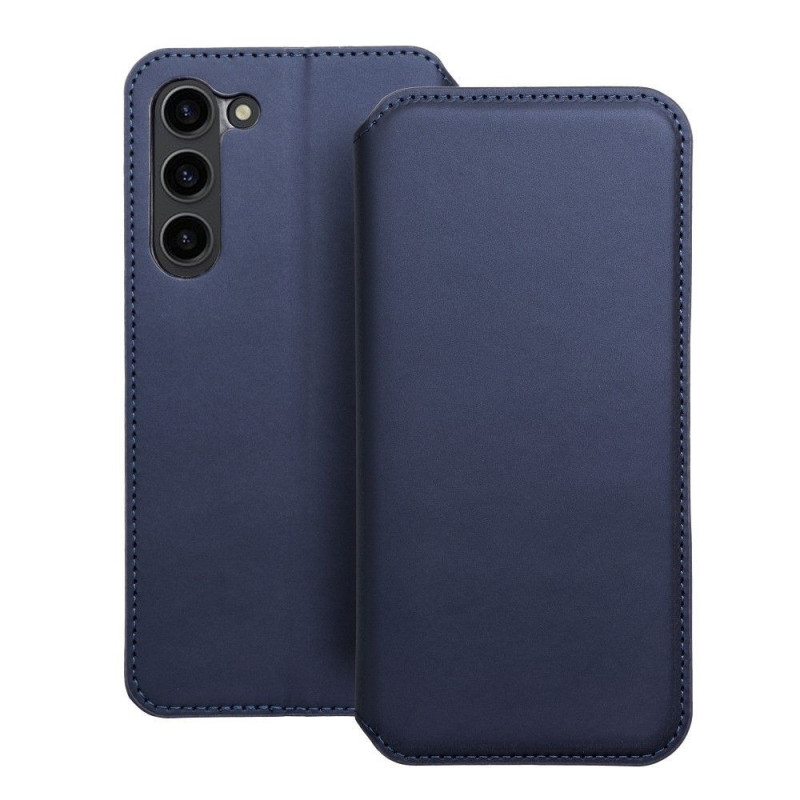 Peňaženkové puzdro Dual Pocket book na Samsung Galaxy S24 Tmavší modrý
