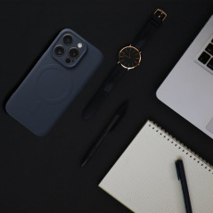 Kryt Silicone Mag Cover na Apple iPhone 15 Pro Max MagSAFE  Modrý titán