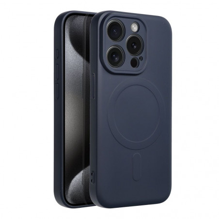 Kryt Silicone Mag Cover na Apple iPhone 15 Pro MagSAFE Modrý titán