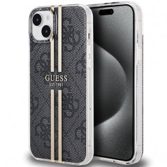 Kryt Guess 4G Gold Stripe na Apple iPhone 15 Elegant  Čierny