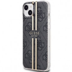 Kryt Guess 4G Gold Stripe na Apple iPhone 15 Elegant  Čierny