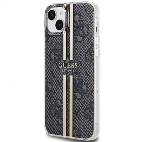 Kryt Guess 4G Gold Stripe na Apple iPhone 15 Elegant  Čierny