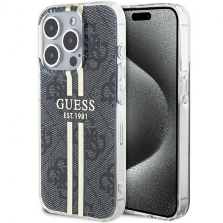 Kryt Guess 4G Gold Stripe na Apple iPhone 15 Pro Max Elegant  Čierny