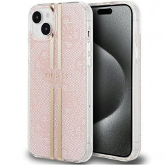 Kryt Guess 4G Gold Stripe na Apple iPhone 15 Elegant  Ružový