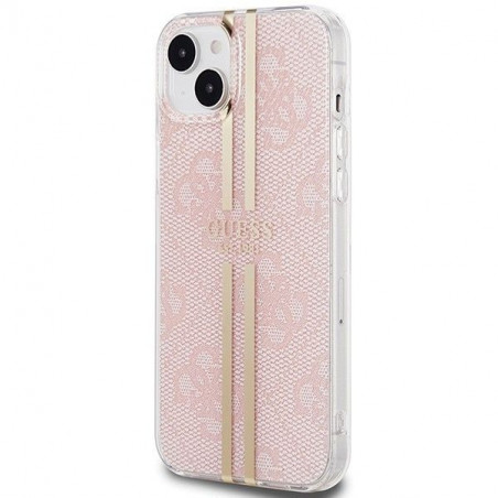 Kryt Guess 4G Gold Stripe na Apple iPhone 15 Elegant  Ružový