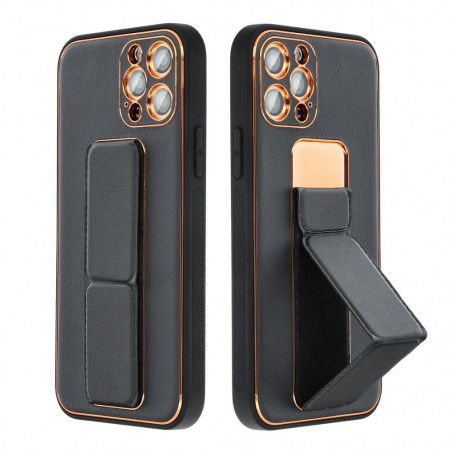Kryt LEATHER Case Kickstand na Samsung Galaxy A05s Čierny