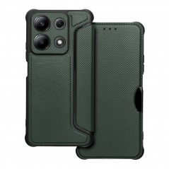 Peňaženkové puzdro Razor Book na XIAOMI Redmi Note 13 4G Uhlíkové vlákno, Karbónový vzor  Tmavo zelený