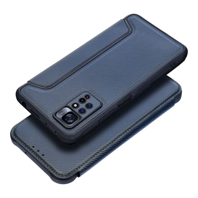 Peňaženkové puzdro Razor Book na XIAOMI Redmi Note 13 4G Uhlíkové vlákno, Karbónový vzor  Modrý