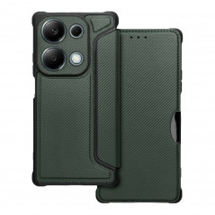 Peňaženkové puzdro Razor Book na XIAOMI Redmi Note 13 Pro 4G Uhlíkové vlákno, Karbónový vzor  Tmavo zelený