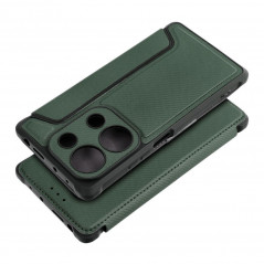 Peňaženkové puzdro Razor Book na XIAOMI Redmi Note 13 Pro 4G Uhlíkové vlákno, Karbónový vzor  Tmavo zelený