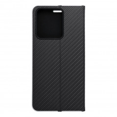 Peňaženkové puzdro LUNA Book Carbon na XIAOMI Redmi Note 13 4G Uhlíkové vlákno, Elegant  Čierny
