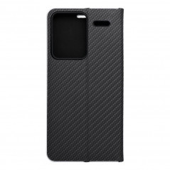 Peňaženkové puzdro LUNA Book Carbon na XIAOMI Redmi Note 13 Pro Plus 5G Uhlíkové vlákno, Elegant  Čierny