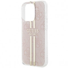 Kryt Guess 4G Gold Stripe na Apple iPhone 14 Pro Max Elegant  Ružový