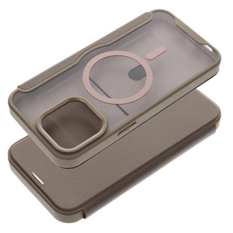 Peňaženkové puzdro Smart Mag Book na Apple iPhone 15 Pro Max Elegant  MagSAFE  Titanový