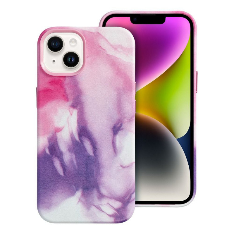 Kryt Leather Mag Cover na Apple iPhone 14 Elegant  MagSAFE  Fialová škvrna