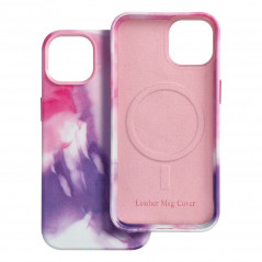 Kryt Leather Mag Cover na Apple iPhone 14 Elegant  MagSAFE  Fialová škvrna