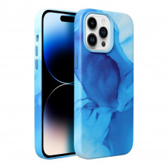 Kryt Leather Mag Cover na Apple iPhone 14 Elegant  MagSAFE  Modrá škvrna