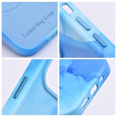 Kryt Leather Mag Cover na Apple iPhone 14 Elegant  MagSAFE  Modrá škvrna