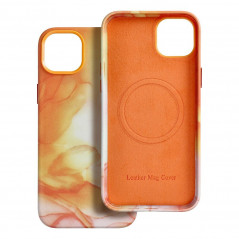 Kryt Leather Mag Cover na Apple iPhone 14 Plus Elegant  MagSAFE  Oranžová škvrna