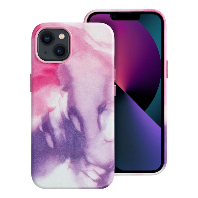 Kryt Leather Mag Cover na Apple iPhone 13 Elegant  MagSAFE  Fialová škvrna