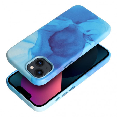 Kryt Leather Mag Cover na Apple iPhone 13 Elegant MagSAFE Modrá škvrna