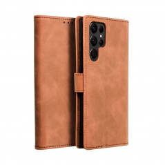 Peňaženkové puzdro TENDER Book na Samsung Galaxy S22 Ultra Hnedý