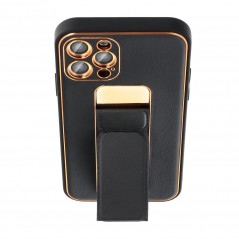 Kryt LEATHER Case Kickstand na Apple iPhone 11 Čierny