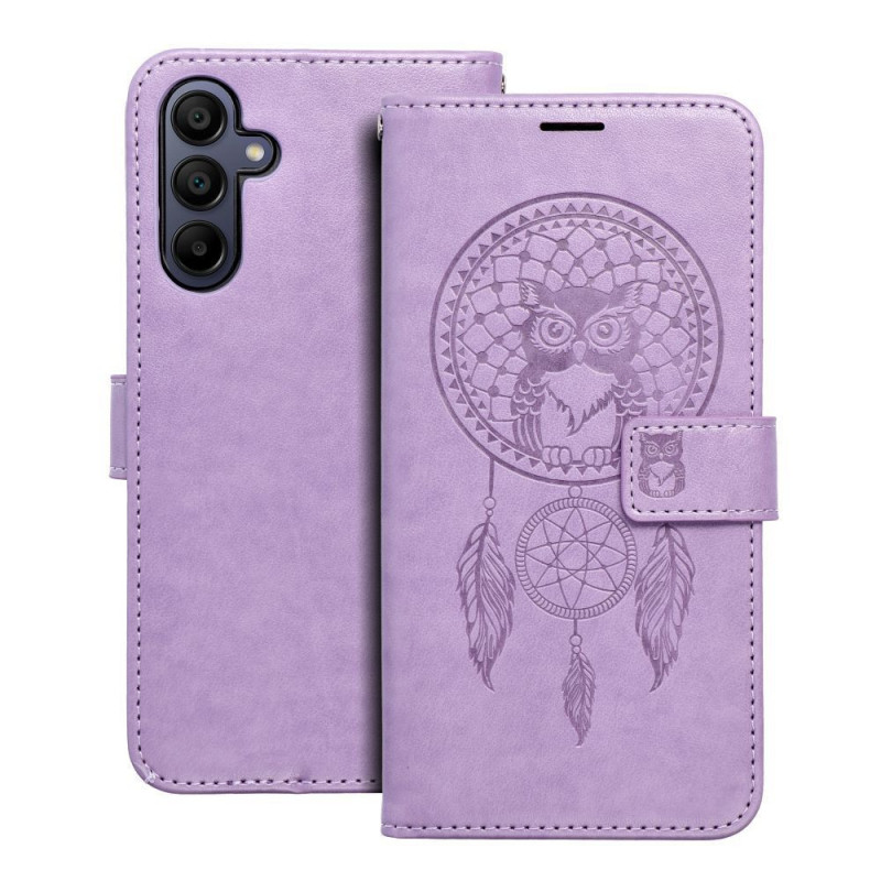 Peňaženkové puzdro MEZZO Book na Samsung Galaxy A15 LTE Lapač snov  Fialový (Purple)