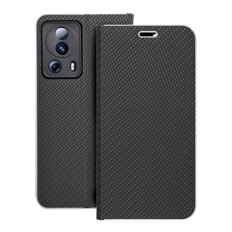 Peňaženkové puzdro LUNA Book Carbon na XIAOMI 13 Lite Uhlíkové vlákno, Elegant  Čierny