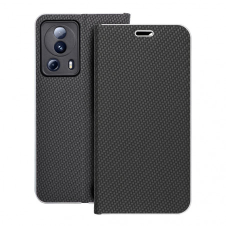 Peňaženkové puzdro LUNA Book Carbon na XIAOMI 13 Lite Uhlíkové vlákno, Elegant  Čierny