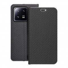 Peňaženkové puzdro LUNA Book Carbon na XIAOMI 13 Pro Uhlíkové vlákno, Elegant  Čierny