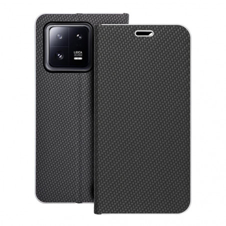 Peňaženkové puzdro LUNA Book Carbon na XIAOMI 13 Pro Uhlíkové vlákno, Elegant  Čierny