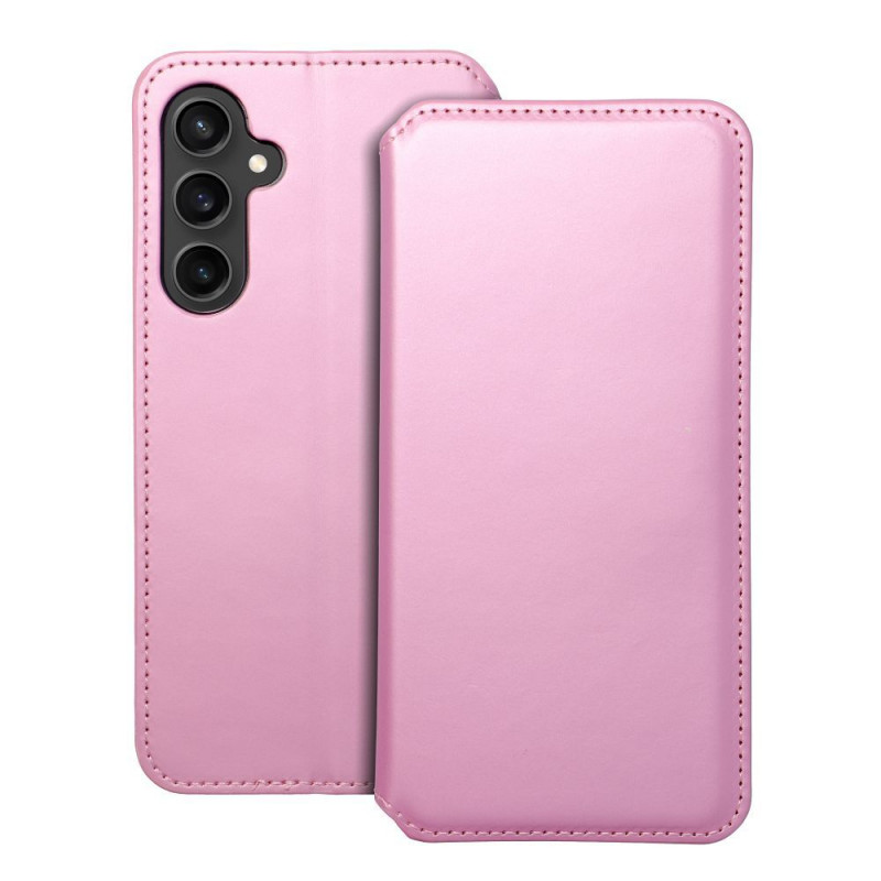 Peňaženkové puzdro Dual Pocket book na Samsung Galaxy S23 FE Svetlo ružový