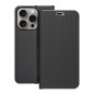 Peňaženkové puzdro LUNA Book Carbon na Apple iPhone 15 Pro Uhlíkové vlákno, Elegant  Čierny