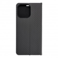 Peňaženkové puzdro LUNA Book Carbon na Apple iPhone 15 Pro Max Uhlíkové vlákno, Elegant  Čierny