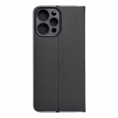 Peňaženkové puzdro LUNA Book Carbon na XIAOMI Redmi 12 Uhlíkové vlákno, Elegant  Čierny