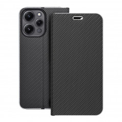 Peňaženkové puzdro LUNA Book Carbon na XIAOMI Redmi 12 Uhlíkové vlákno, Elegant Čierny