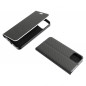 Peňaženkové puzdro LUNA Book Carbon na Apple iPhone 15 Uhlíkové vlákno, Elegant  Čierny